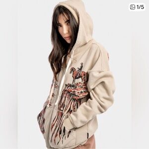 Spirit Jersey Unisex Oversized Zipper Hoodie NWT STUNNING!